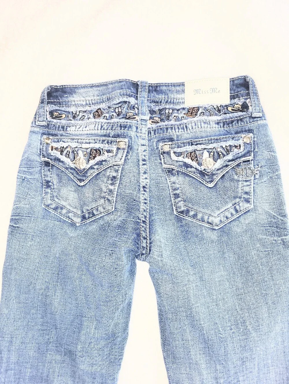 NWOT Miss Me Rare Cowboy Western Theme Premium Denim Jeans Tailor Boot Size 27 - Picture 12 of 16